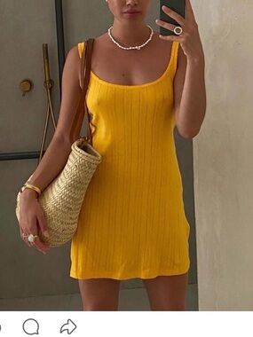 Doen Cynthia  Yellow pointelle Mini Dress